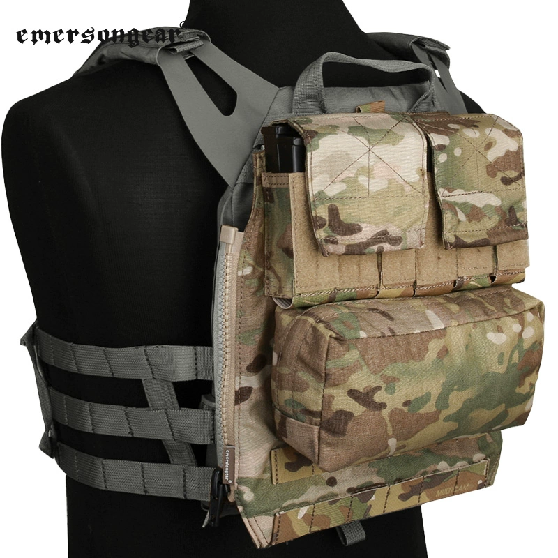 Tactical Plate Carrier MOLLE Rear Panel Zippered Panel Pouch Accessory for: AVS CPC JPC2.0